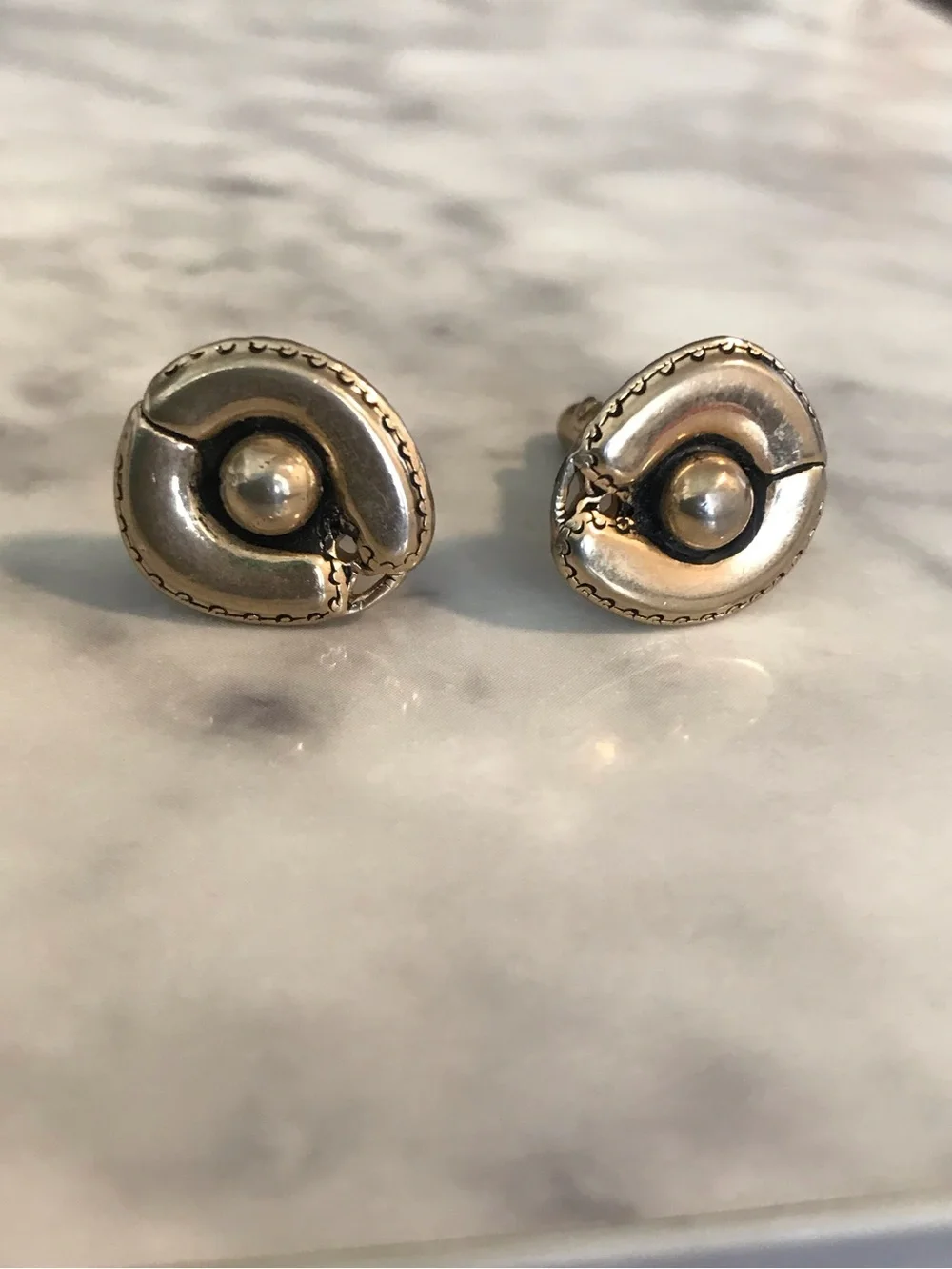 Vintage Swank Gold Tone Cufflinks Lot 4 Pairs Bullet Back Mid Century Geometric